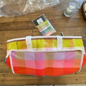 kate spade rainbow plaid cooler bag and drink hugger
